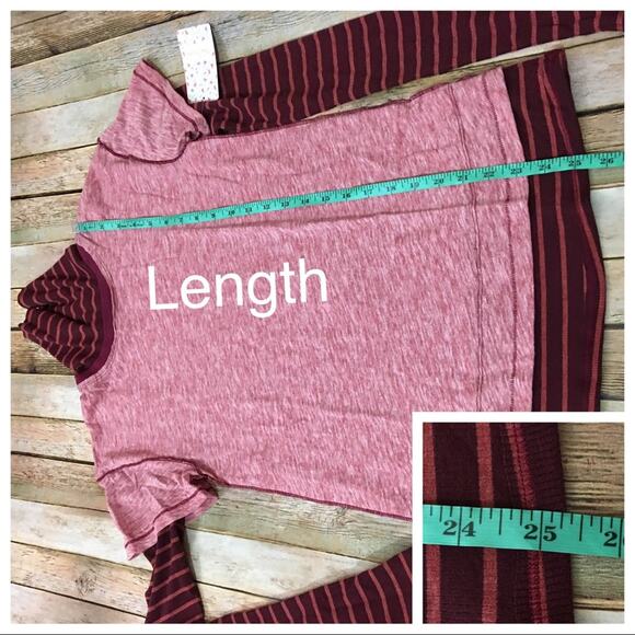 NWT Free People Piper Twofer Long Sleeve Tee – Washed Red Combo - Small - Picture 5 of 15